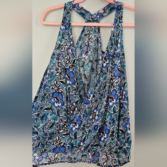 EXPRESS BLUE FLORAL TOP - Picture 1 of 7